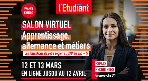 Retrouvez-nous au Salon virtuel Apprentissage et alternance de l’Étudiant les 12 et 13 mars 2021